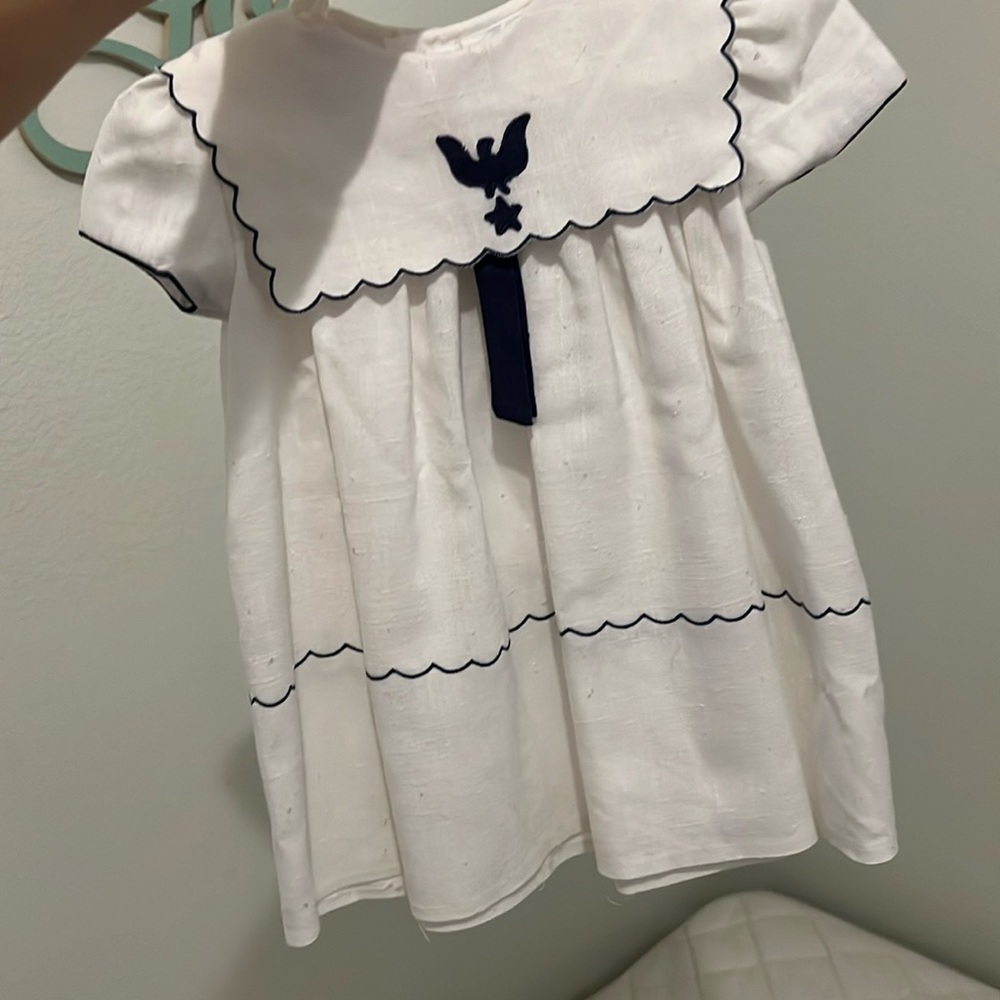 Vintage White and navy dress